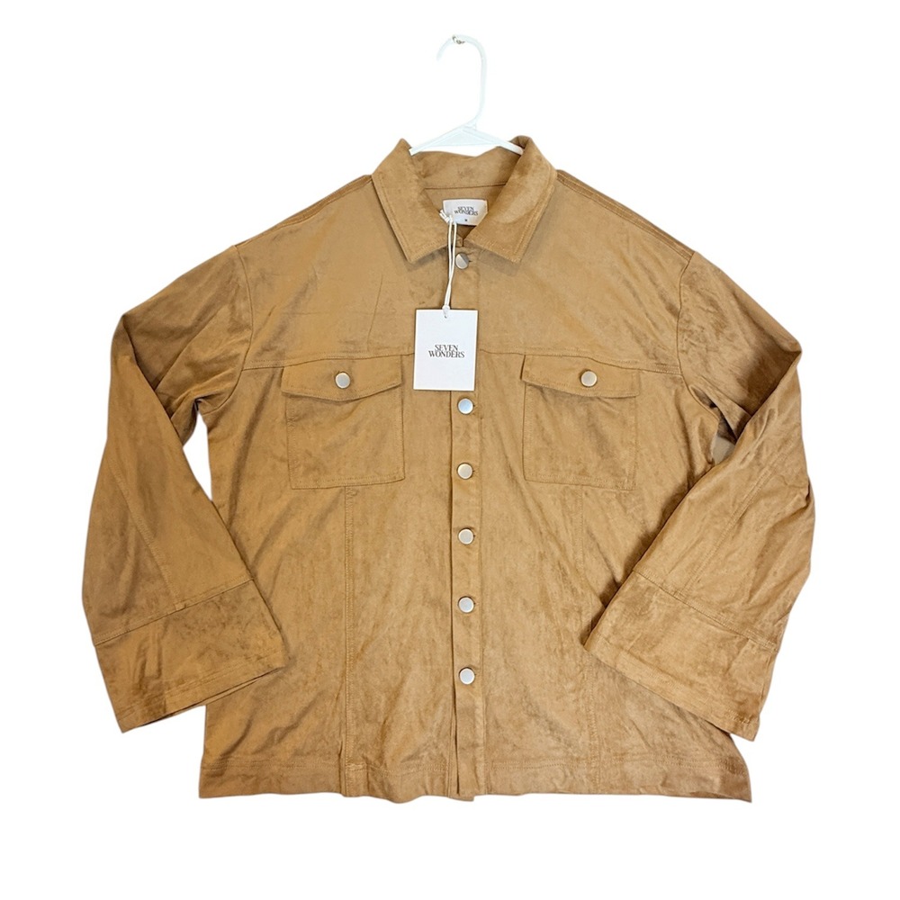Seven Wonders Monah Jacket Women M Ochre Faux Suede Button Down Shacket